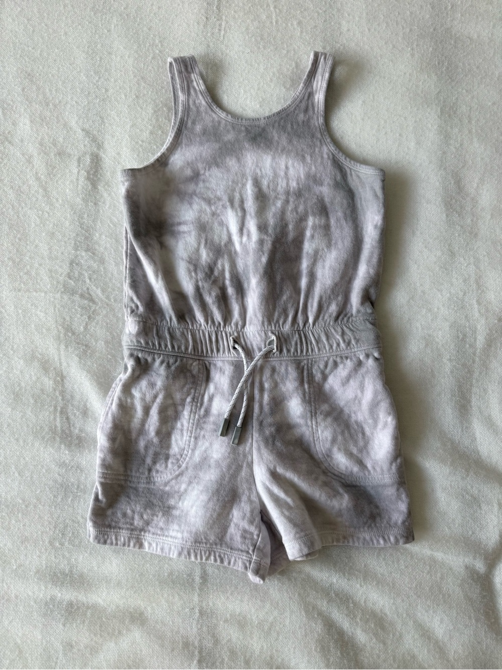 Athleta Light Gray Tie-Dye Tank Romper